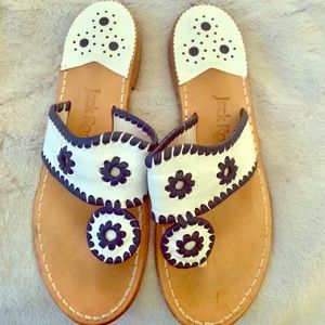 Jack Rogers Jacks Flat Sandals - White and Blue